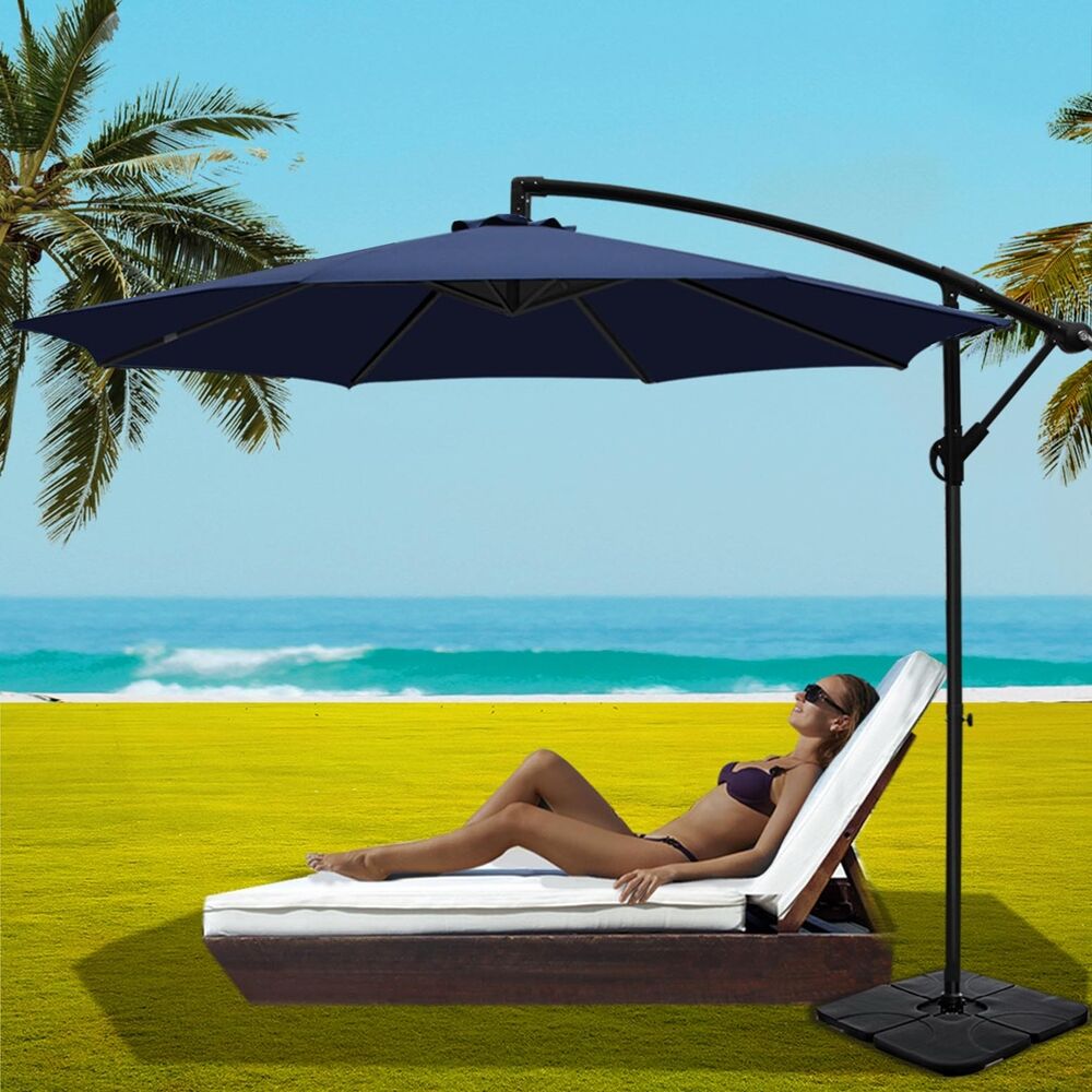 3m Umbrella w/Base Outdoor Cantilever Beach Garden Patio Parasol Navy Price
