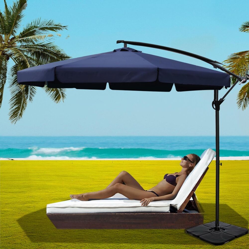 3m Outdoor Umbrella w/Base Cantilever Garden Beach Patio Navy Price