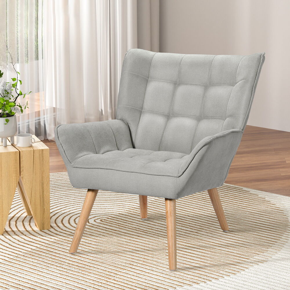 Artiss Armchair Lounge Chair Accent Chairs Sofa Linen Fabric Cushion Seat Grey Price