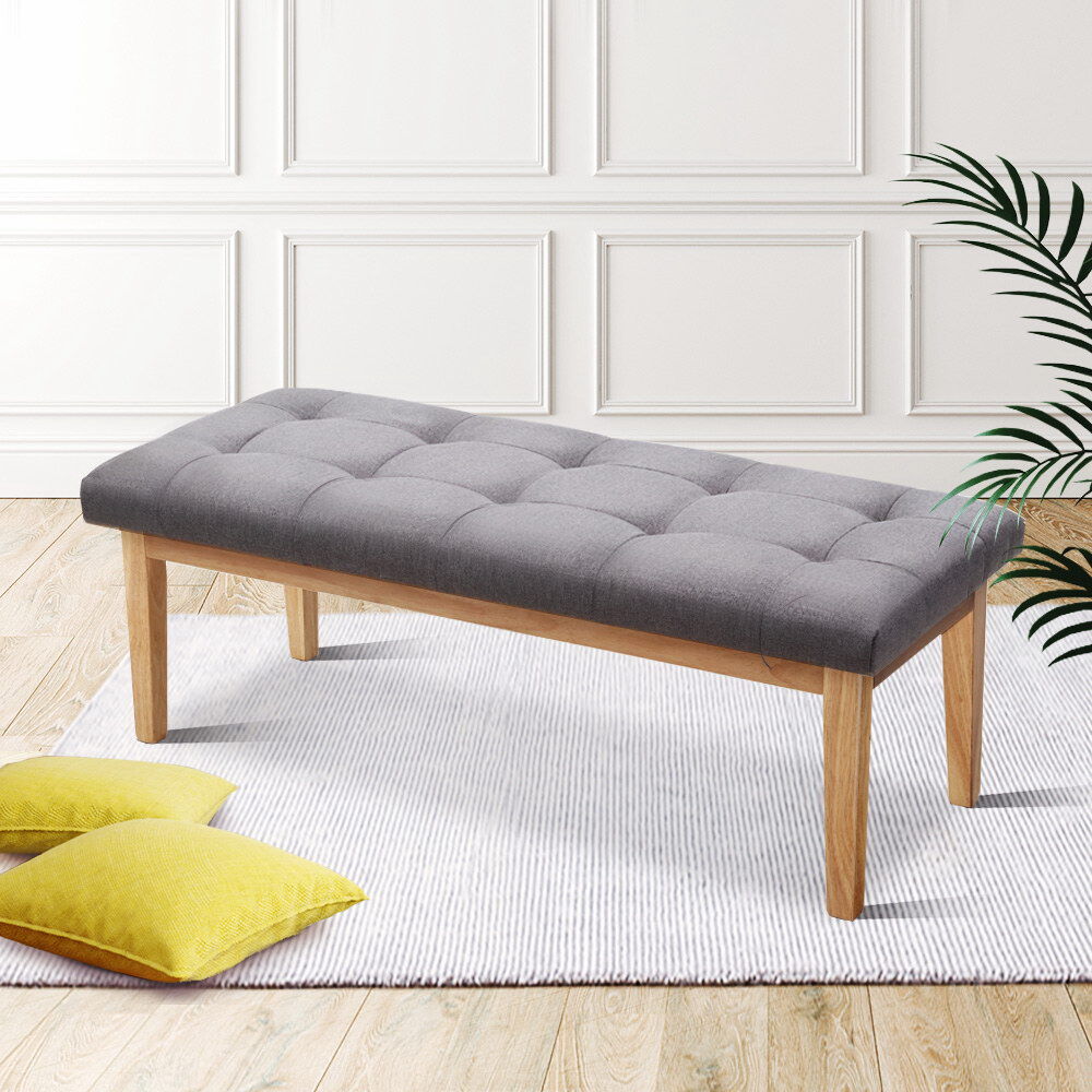 Artiss Ottoman Bench 120cm Foot Stool Linen Grey Price