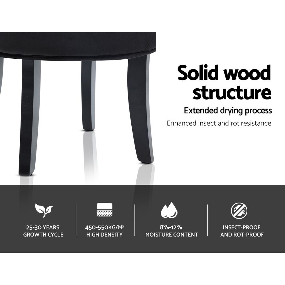 Vanity Stool Velvet Black Abella Price