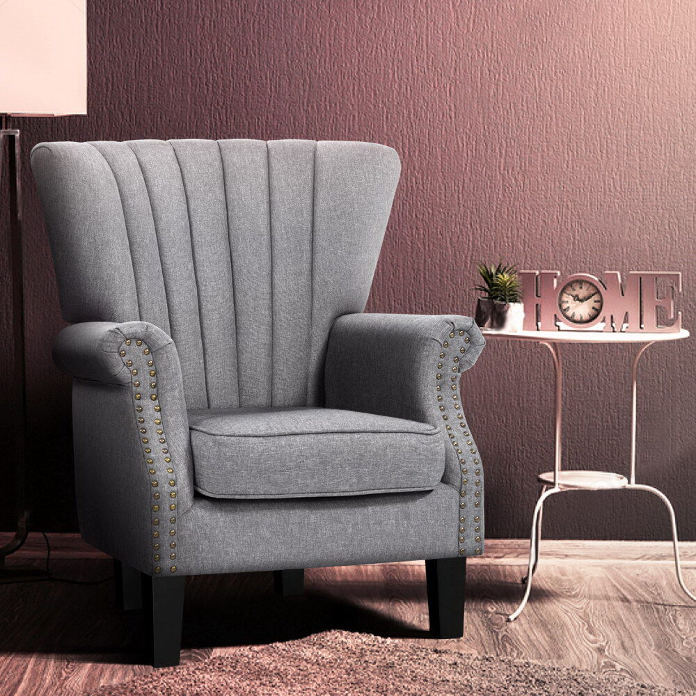 Artiss Armchair Wingback Grey Andrew Price