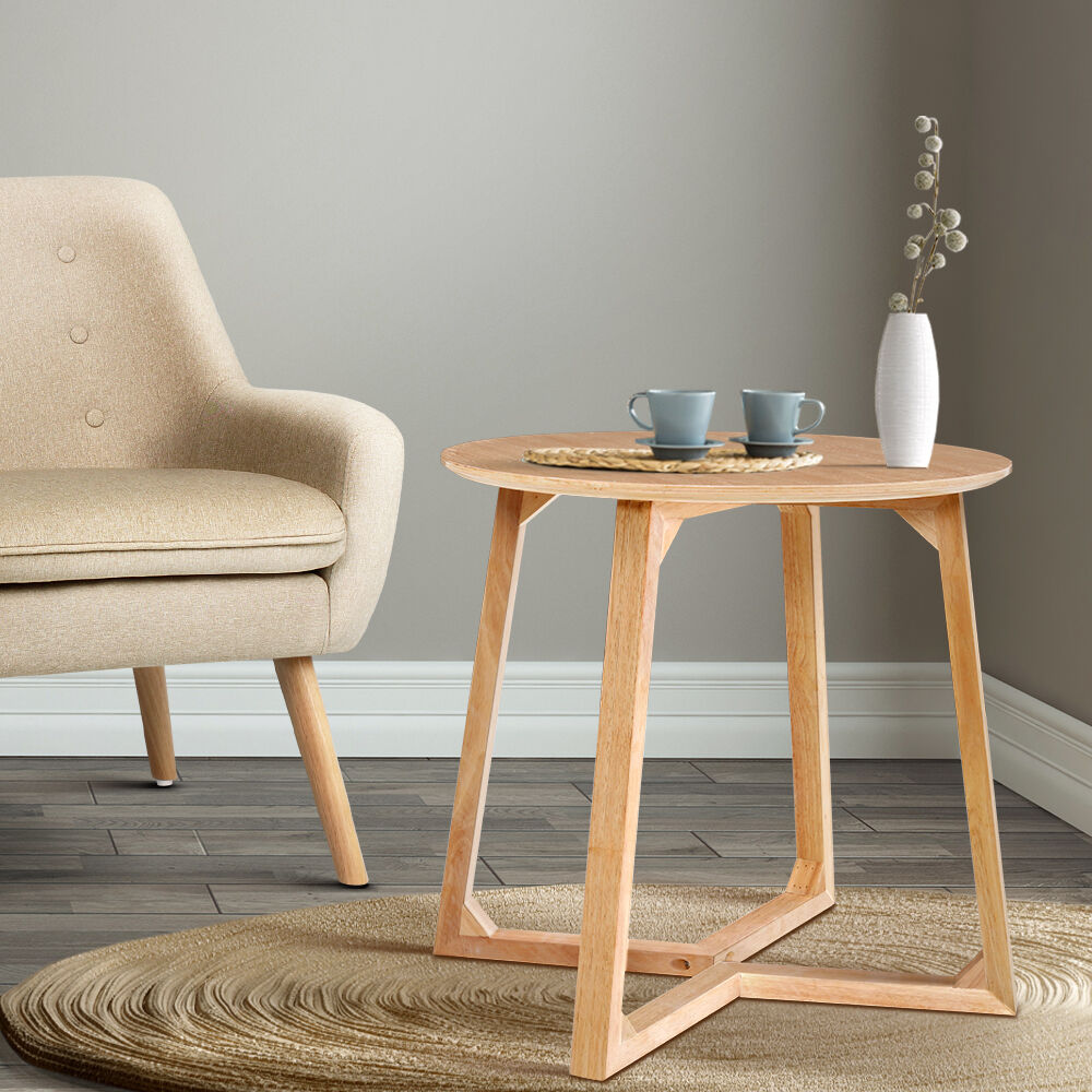 Coffee Table Round Side Tables Nightstand Bedside Furniture Wooden Beige Price