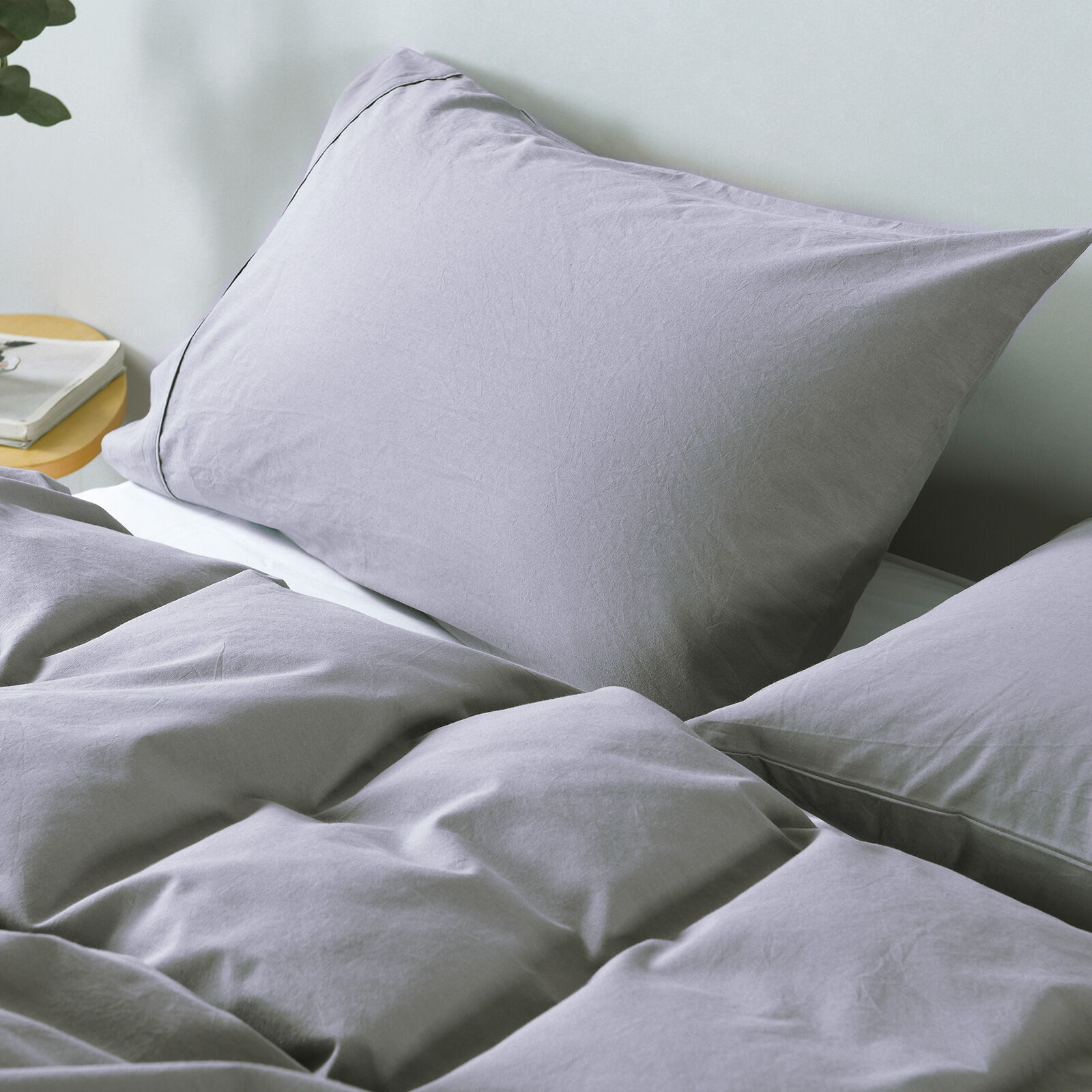 Royal Comfort Vintage Washed 100% Cotton Quilt Cover Set Bedding Ultra Soft - Double - Grey Price