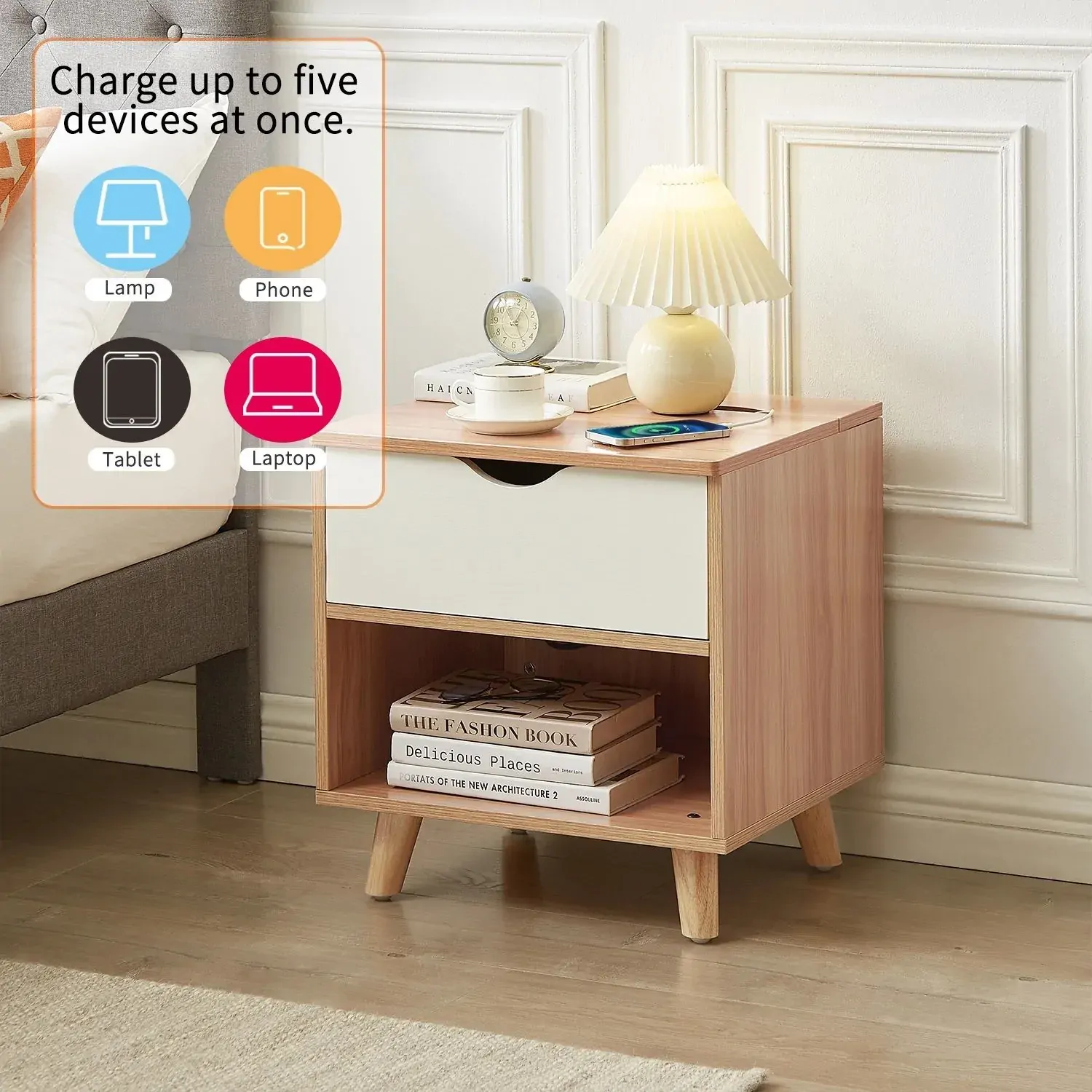 Bedside Table with Powerboard & USB Ports Price