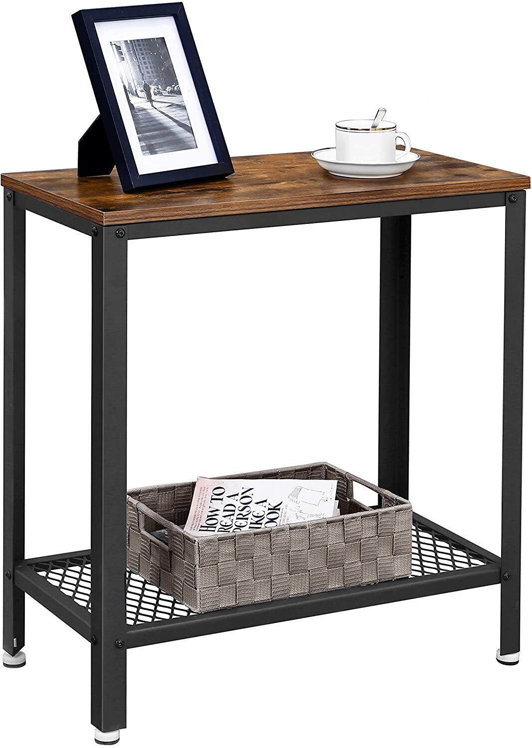 Waitangi Industrial Side Table 2-Tier With Mesh and Metal Frame Rustic Brown Price