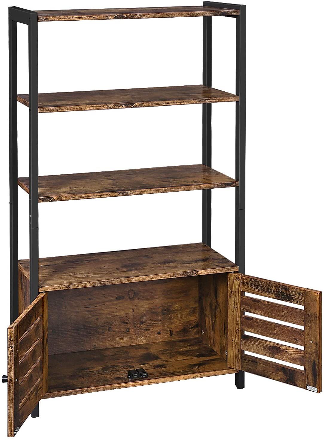 Floor-Standing Storage Cabinet and Cupboard with 2 Louvred Doors and 3 Shelves, Rustic Brown Price