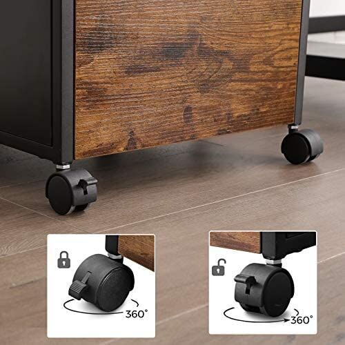 File Cabinet with 2 Drawers, Wheels and Open Compartment Rustic Brown and Black Price