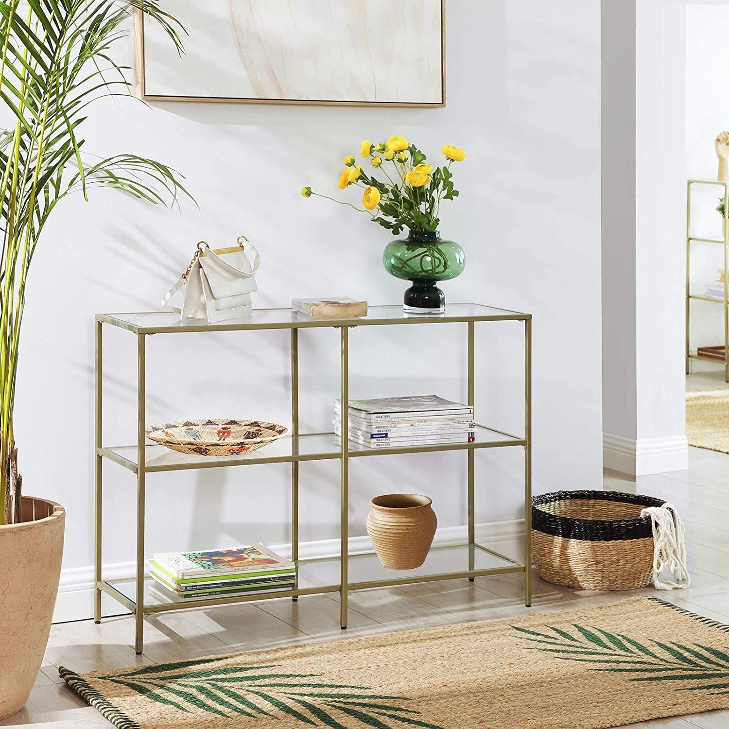 3-Tier Tempered Glass Sofa Table Modern Storage Shelf Price