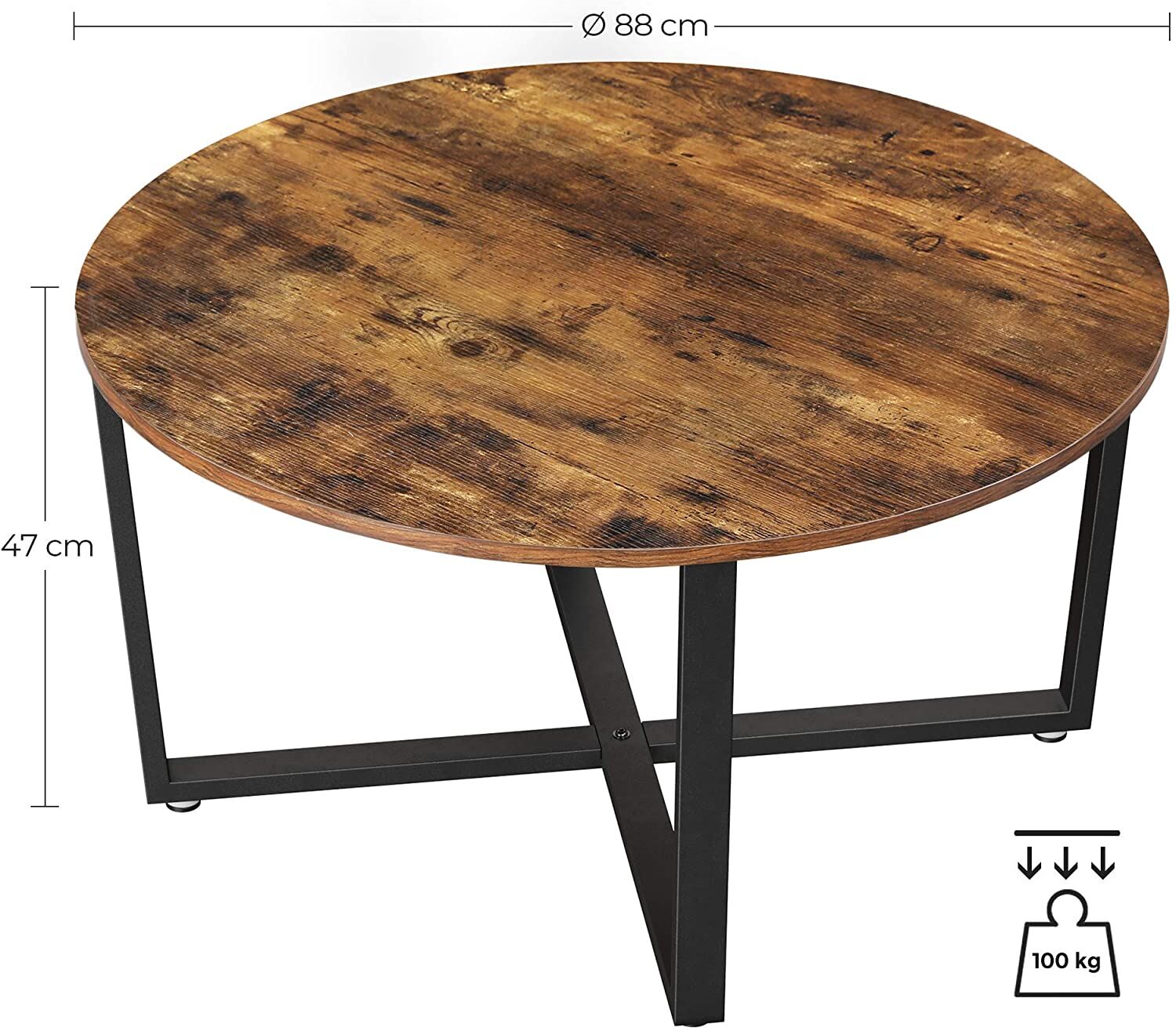Round Coffee Table Rustic Brown and Black Price