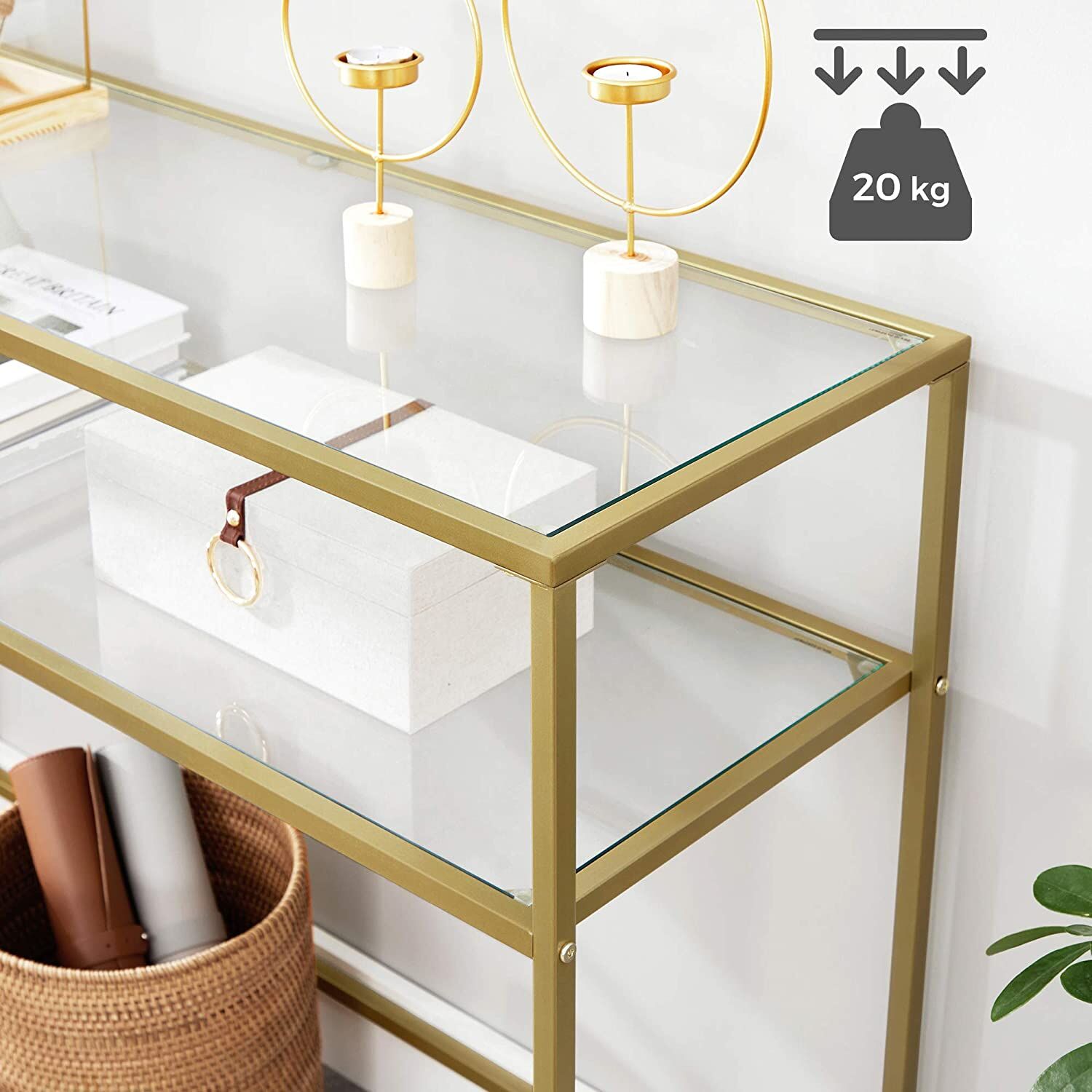 Console Table Metal Frame with 2 Shelves Adjustable Feet Price