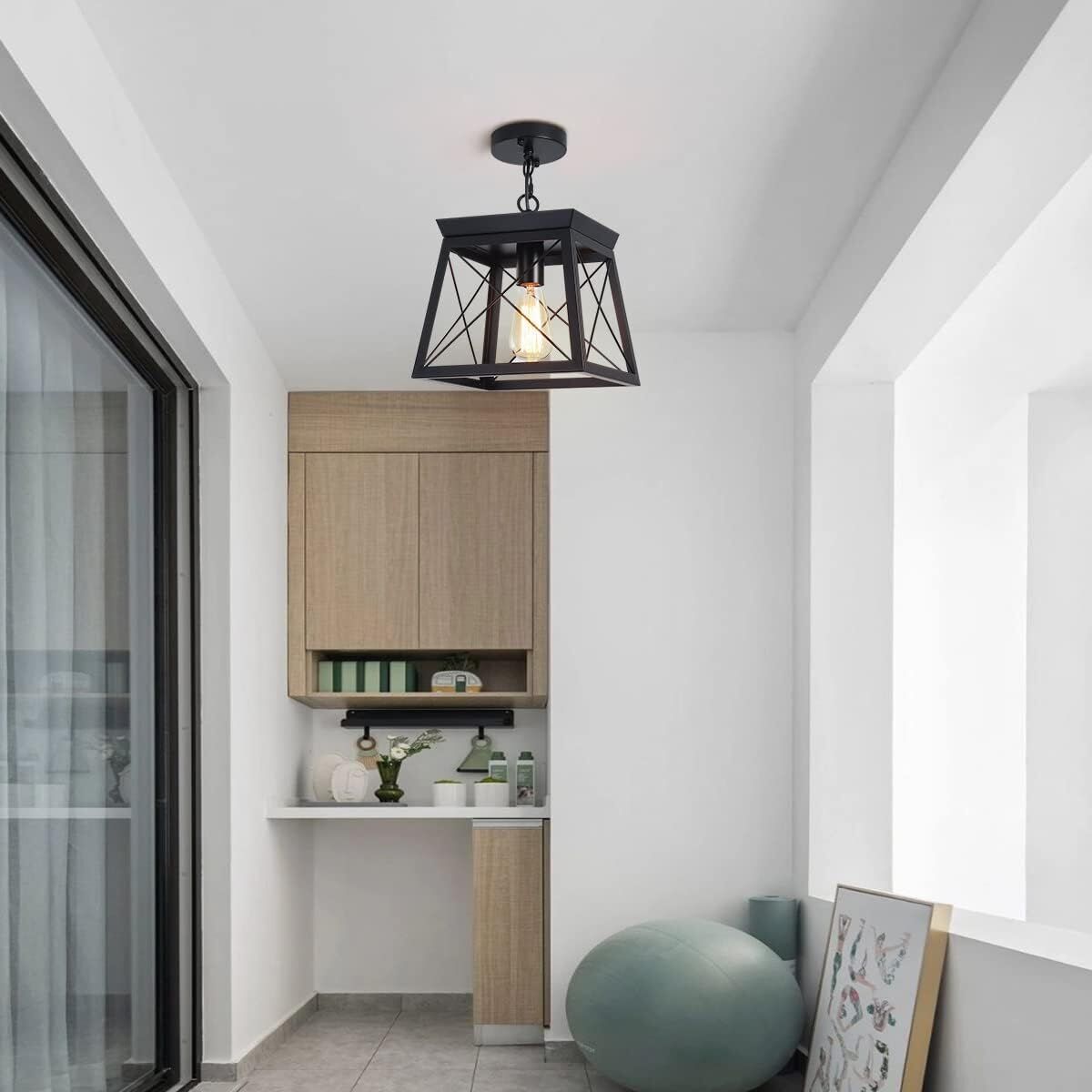 Farmhouse Pendant Light Rustic Lantern Chandelier Black Price