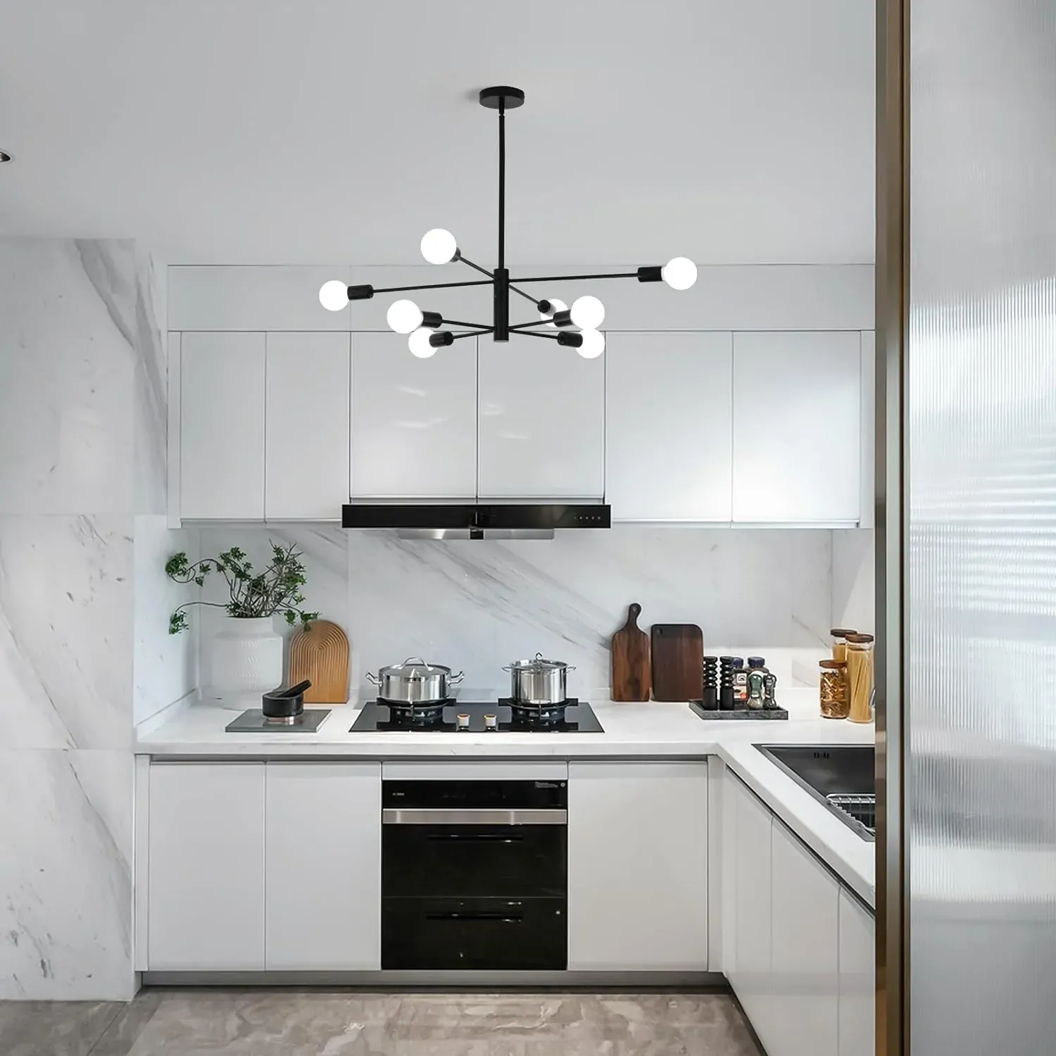 Modern Sputnik Chandelier, 8 Light, Black Price