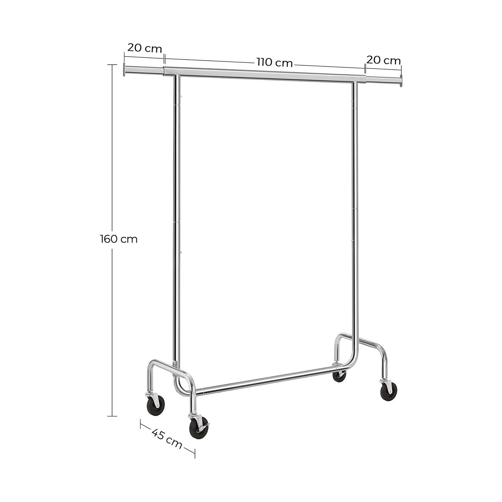 Clothes Rack Wheels Chrome Extendable, 136 kg load Price