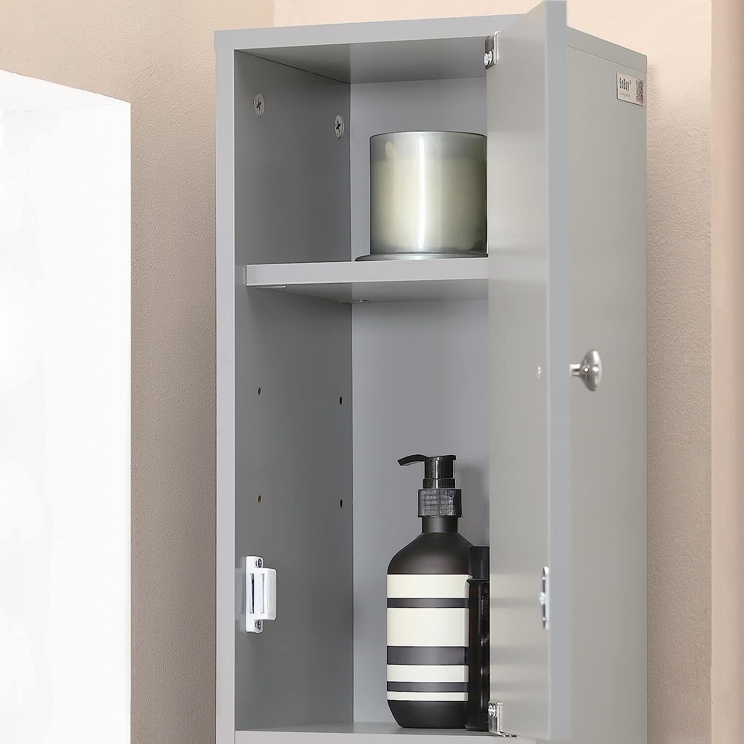 Tall Bathroom Storage Cupboard Shelves, Grey Price