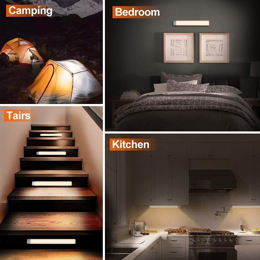 54 LED Rechargeable Under Cabinet Night Lighting for Kitchen and Bedroom (Silver and Yellow Light) Price