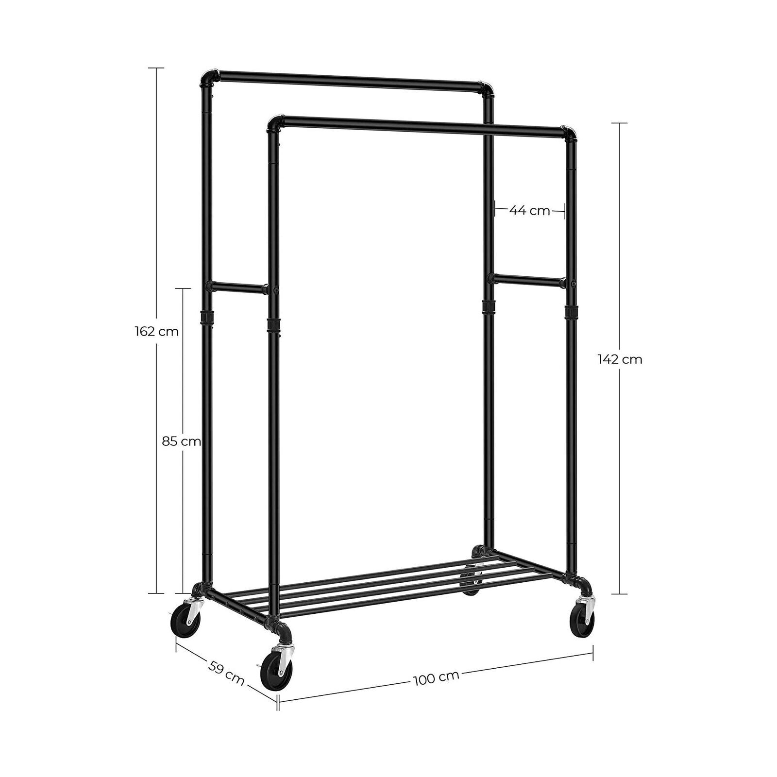 Industrial Pipe Clothes Rack Wheels , 110Kg load Price