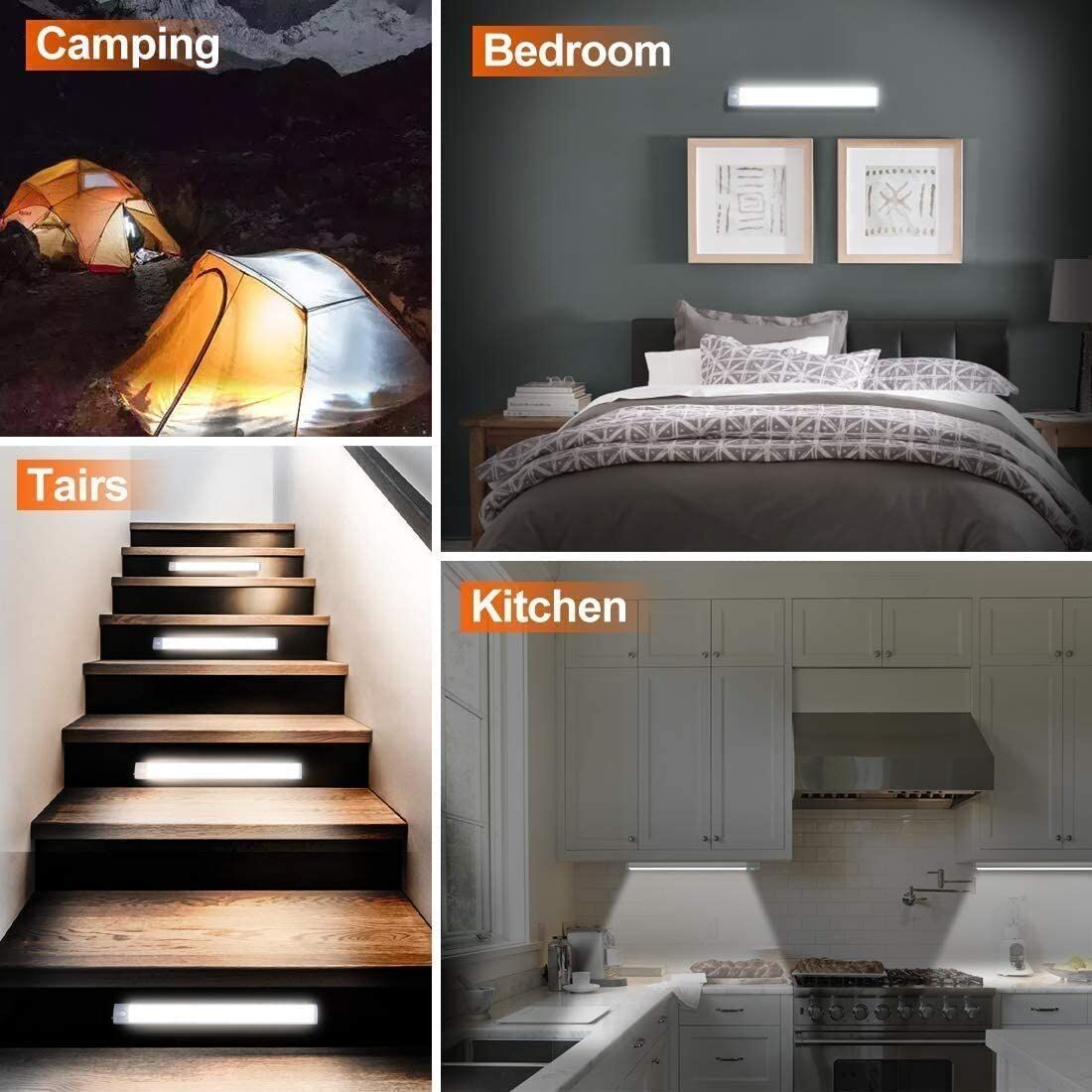 54 LED Rechargeable Under Cabinet Night Lighting for Kitchen and Bedroom (Sliver and White Light) Price