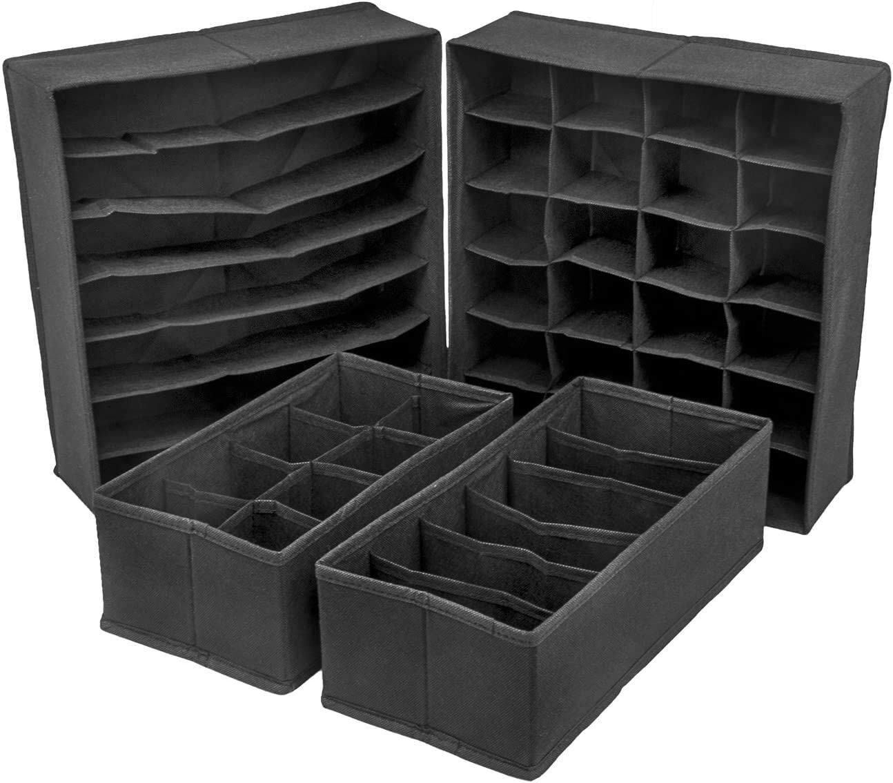 4 Pack Foldable Drawer Dividers Storage Boxes (Black) Price