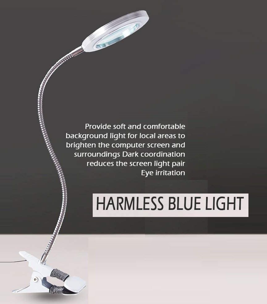 Lighting LED 8X Magnifying Lamp with Metal Clamp 360° Flexible Gooseneck and USB Plug Design for Tattoo, Manicure and Reading Price