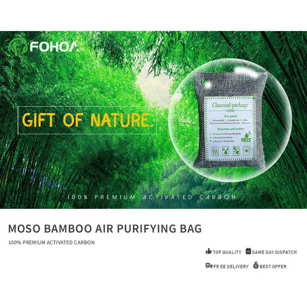 5PCS Air Purifying Bags Activated Bamboo Charcoal Freshener for Car Home Shoes 200g Price