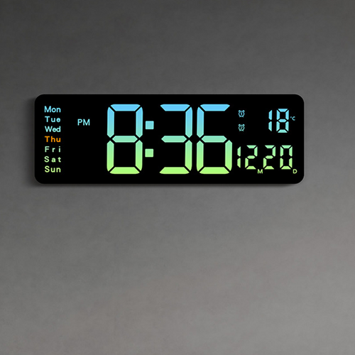 16" Green gradient color Large Digital Big Jumbo LED Wall Desk Clock Display With Temperature Calendar Price