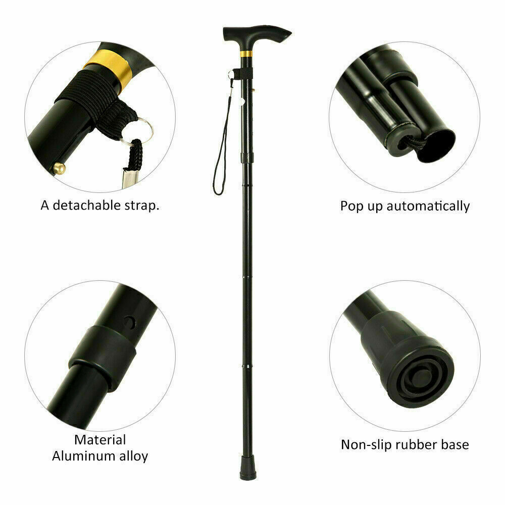 Adjustable Walking Stick Travel Retractable Hiking Folding Cane Metal Pole Price