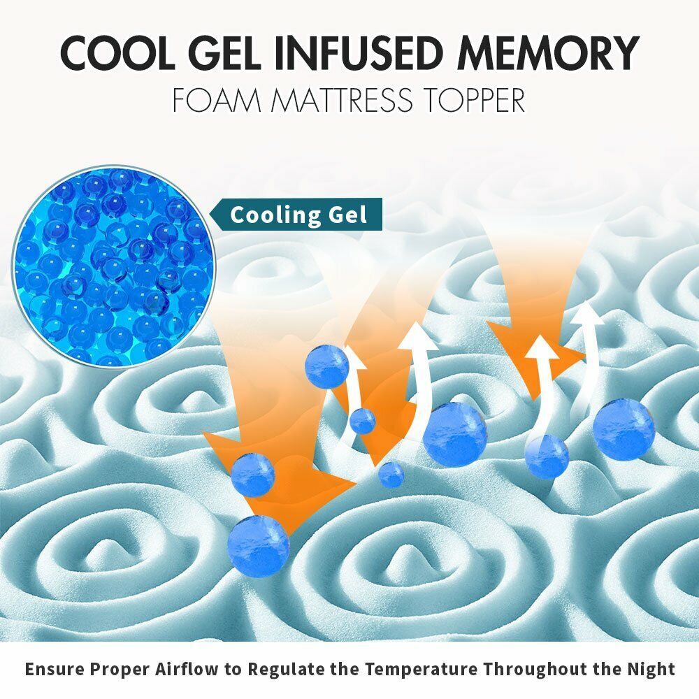 7 Zone Memory Foam Topper Mattress Toppers Cool Gel Pad Mat Medium Firm 8cm Thick 183cm x 203cm Price