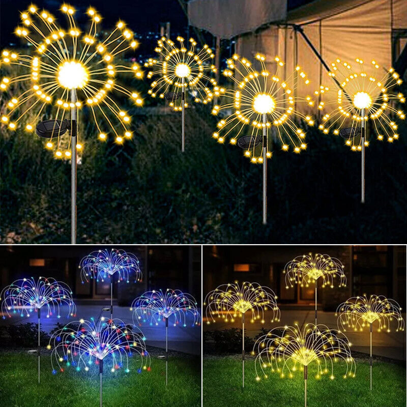 Warm White Fireworks 180 LED Fairy String Lights Starburst Solar Xmas Garden Night Lamp Hot NEW Price
