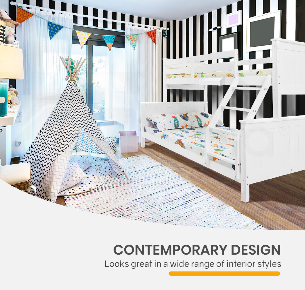 KINGSTON SLUMBER Bunk Bed Frame Modular Single White Wood Kids Double Deck Twin Price