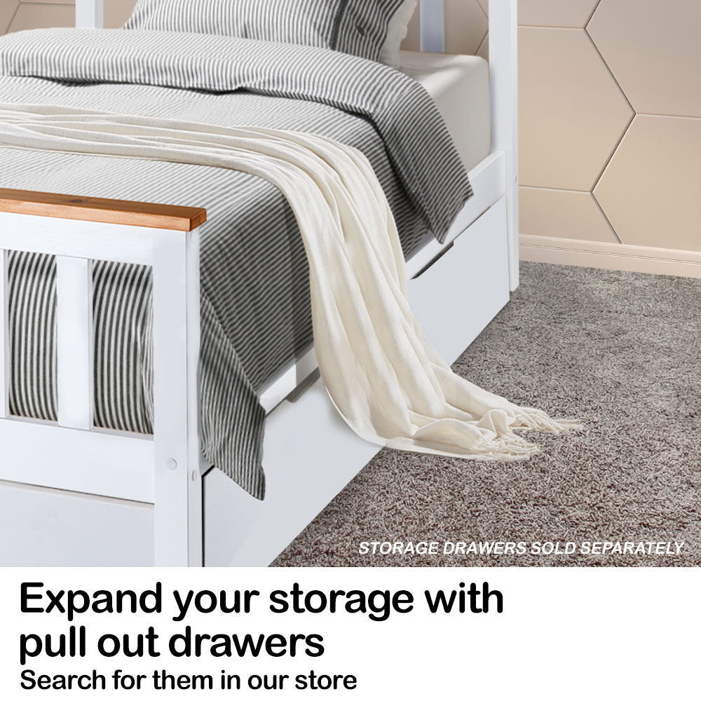 Kingston Slumber Single Wooden Bed Frame Base White Timber Kids Adults Modern Bedroom Furniture Price