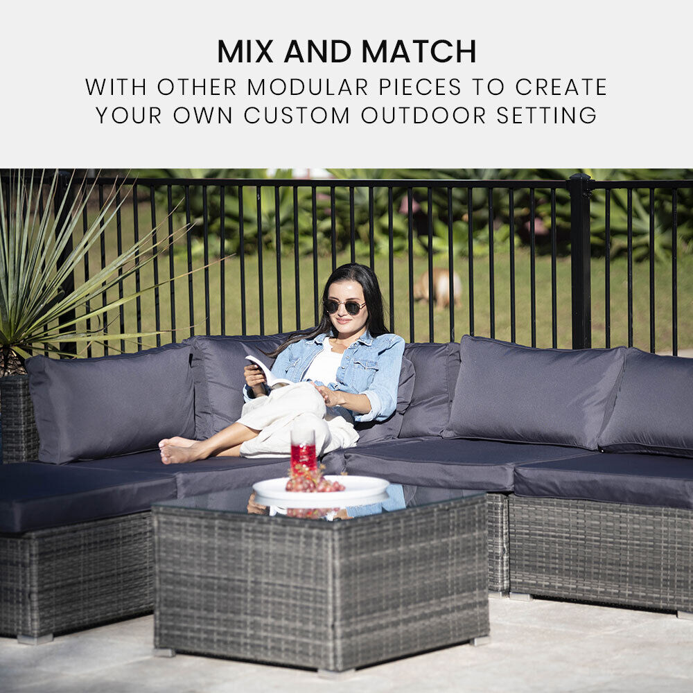 LONDON RATTAN 1 Seater Outdoor Sofa Modular Lounge Chair, Grey Price