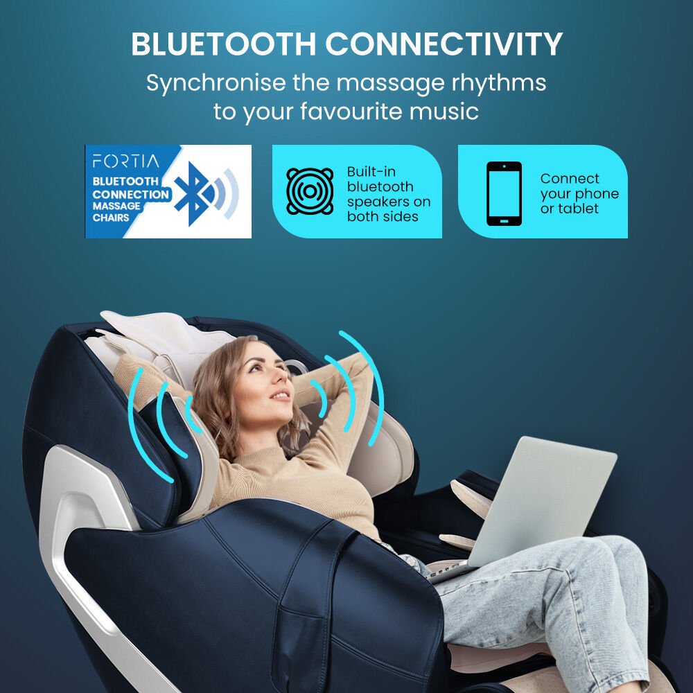 FORTIA Cloud 9 MkII Electric Massage Chair Full Body Zero Gravity with Heat and Bluetooth Navy Blue/Cream Price