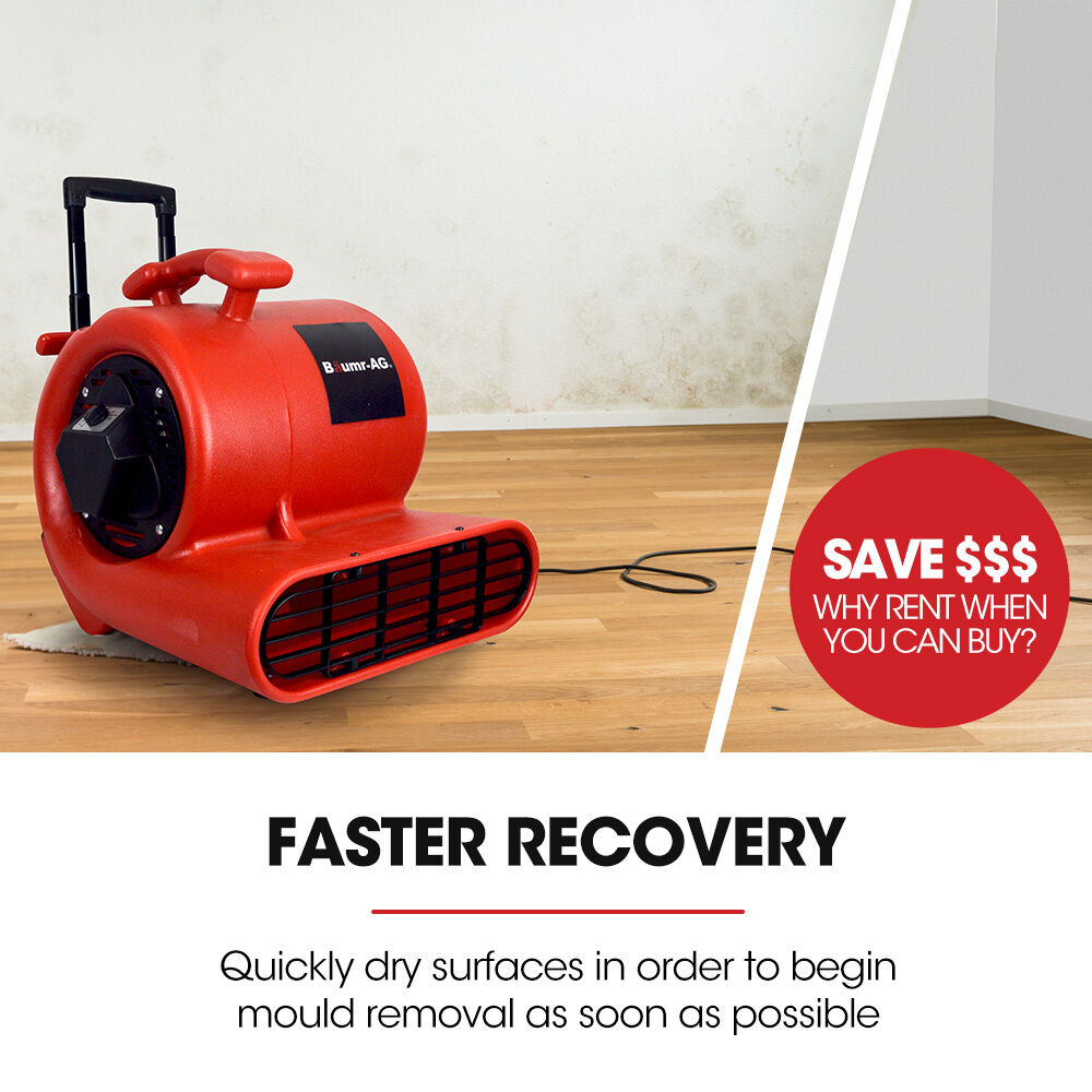 Baumr-AG 3-Speed Carpet Dryer Air Mover Blower Fan, 1400CFM, Sealed Copper Motor, Poly Housing, Telesscopic Handle and Wheels Price