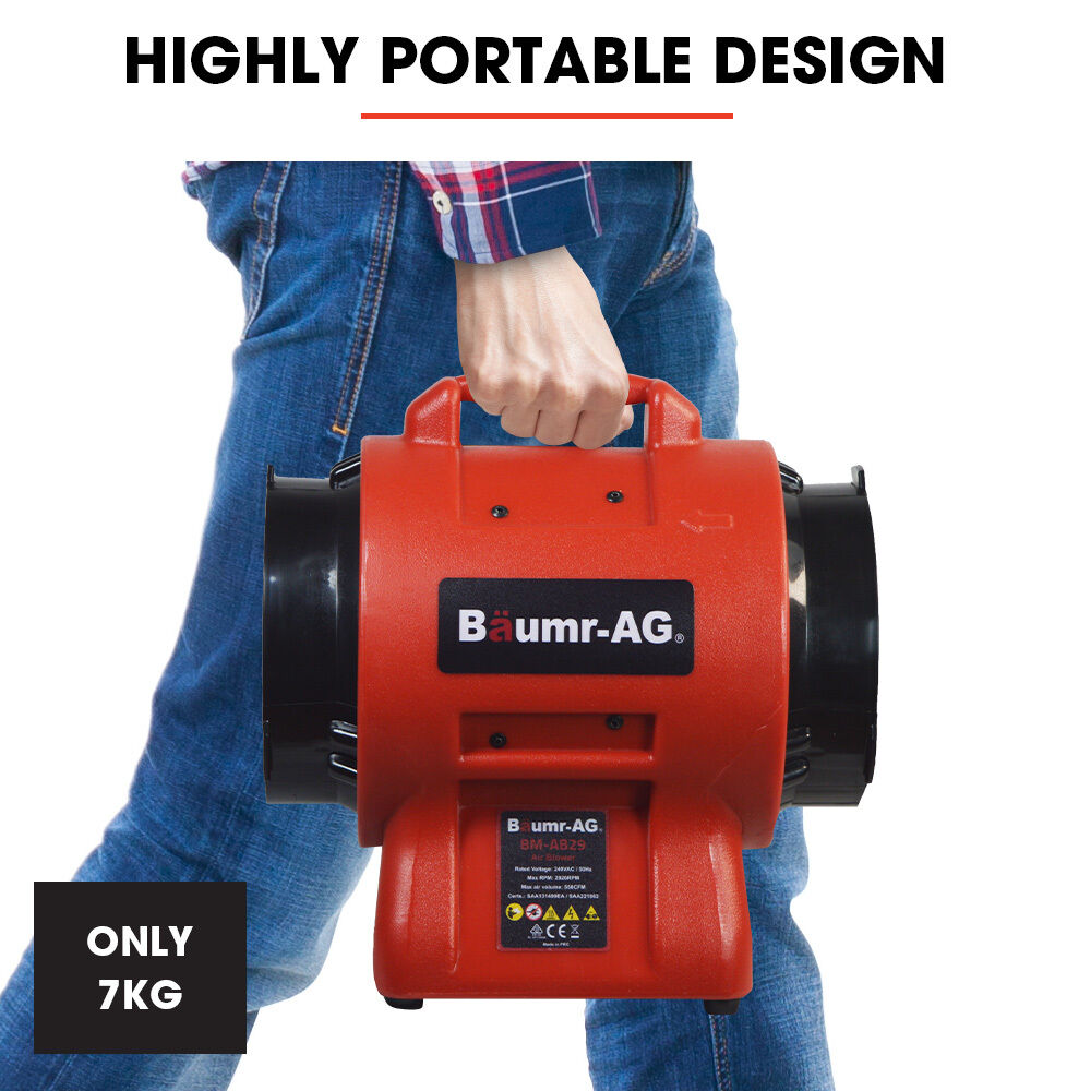 Baumr-AG 200mm (8 inch) Portable Axial Air Mover Blower Fan with 10m Ventilation Duct Price
