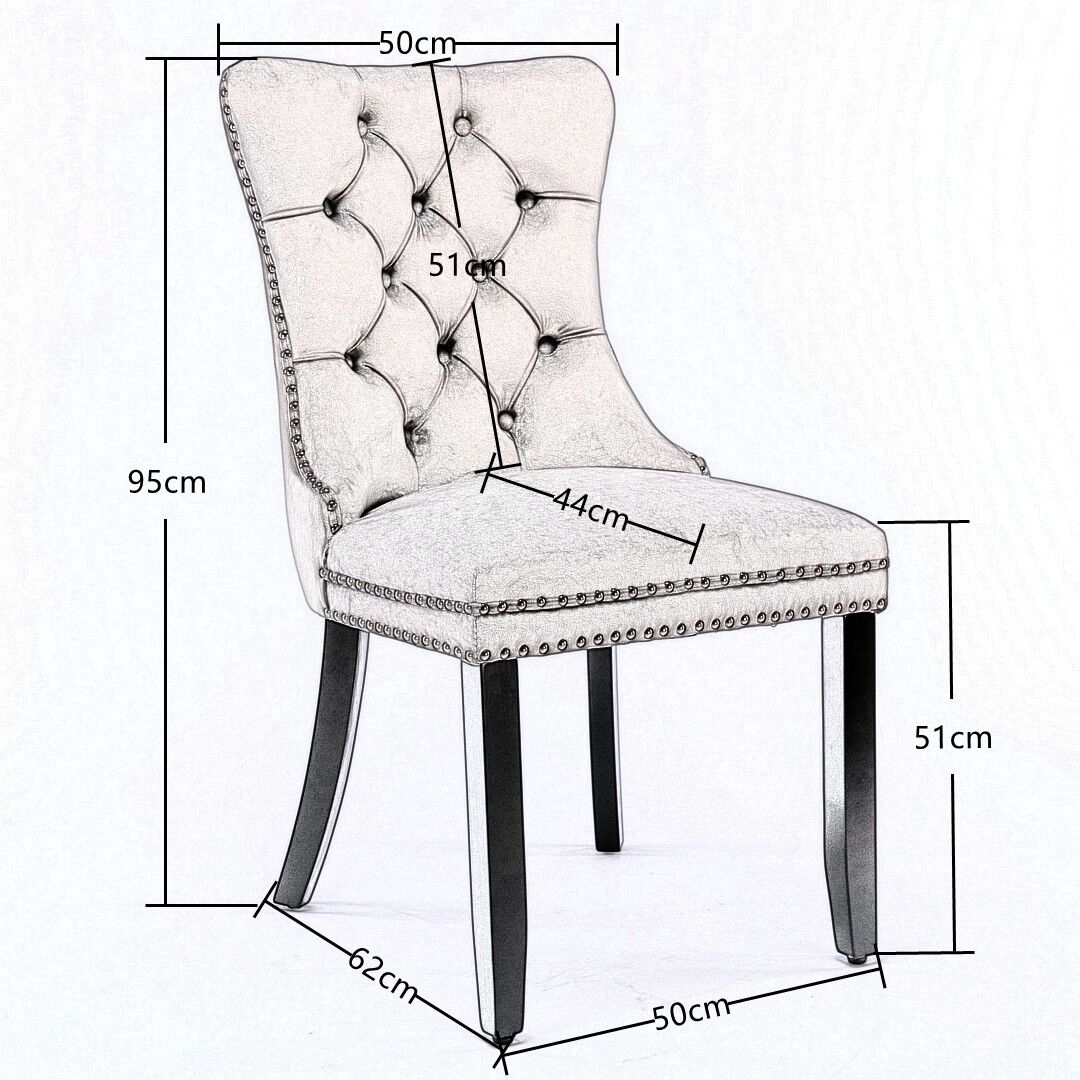 8x Velvet Dining Chairs Upholstered Tufted Kithcen Chair with Solid Wood Legs Stud Trim and Ring-Beige Price
