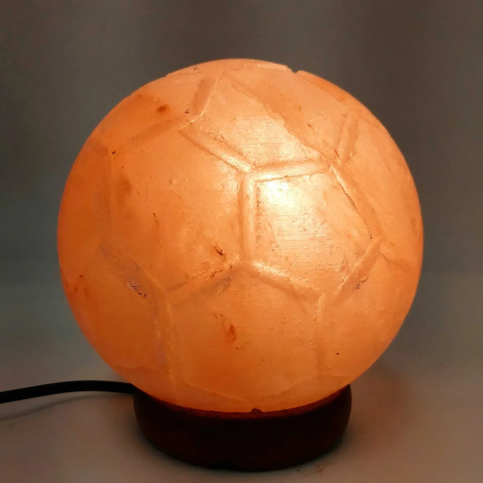 12V 12W Soccer Himalayan Pink Salt Lamp Carved Ball Rock Crystal Light Bulb On/Off Price