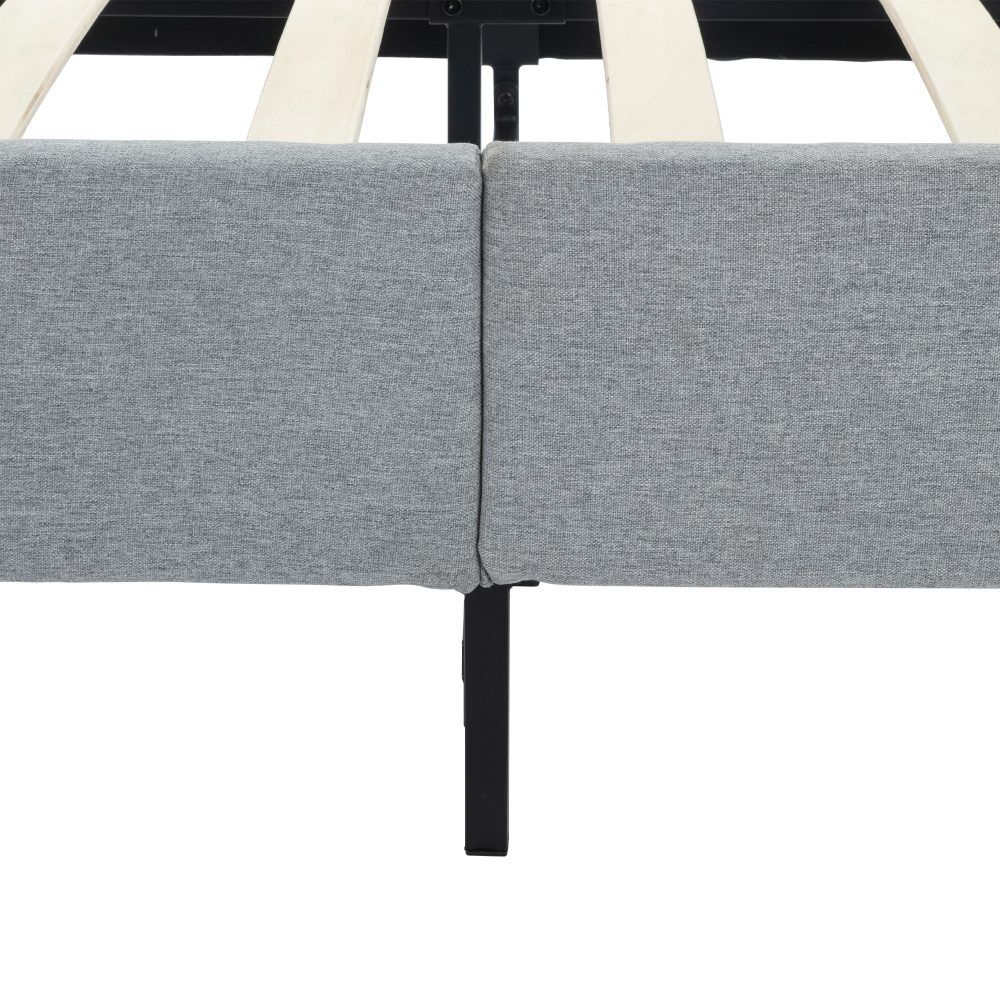 Bedframe with Wooden Slats (Light Grey) – Single Price