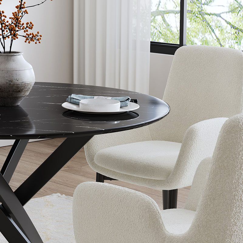 Round Marble-Effect Table-Black Price
