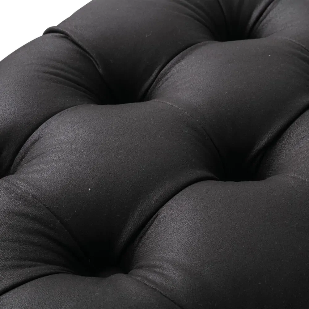 Contemporary Black Leather-look Ottoman with Button Price