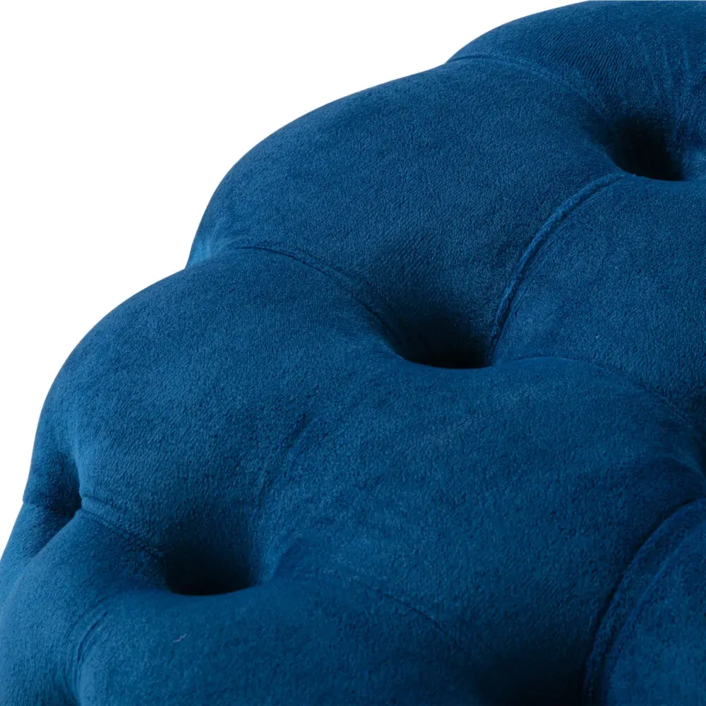 Round Velvet Ottoman in Navy Price