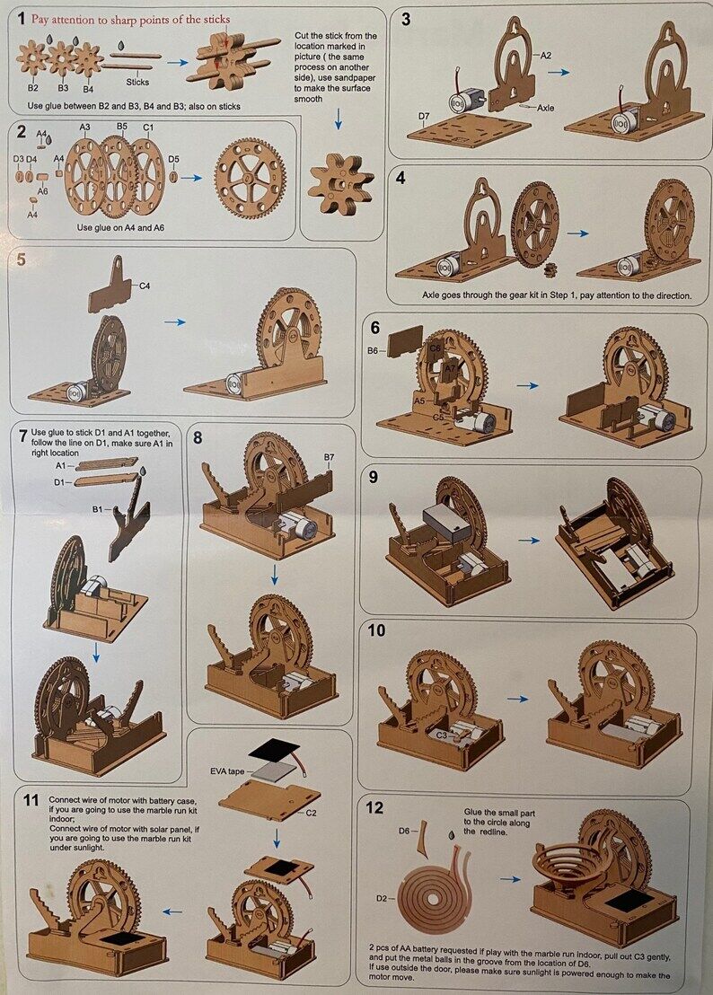 3D Wooden Marble Run Puzzle Craft Toy, Gift for Adults & Teen Boys Girls, Age 14+, DIY Model Building Kits - Waterwheel Coaster Price