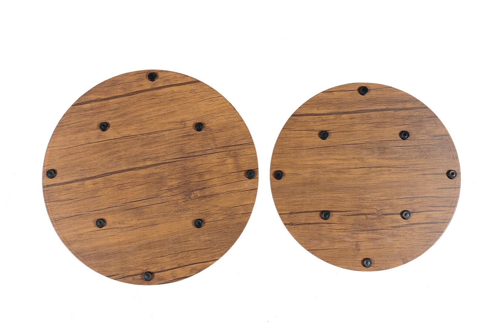Vintage Round Coffee Tables Set of 2 Side Tables Robust Steel Frame for Living Room Bedroom Rustic Brown and Black Price