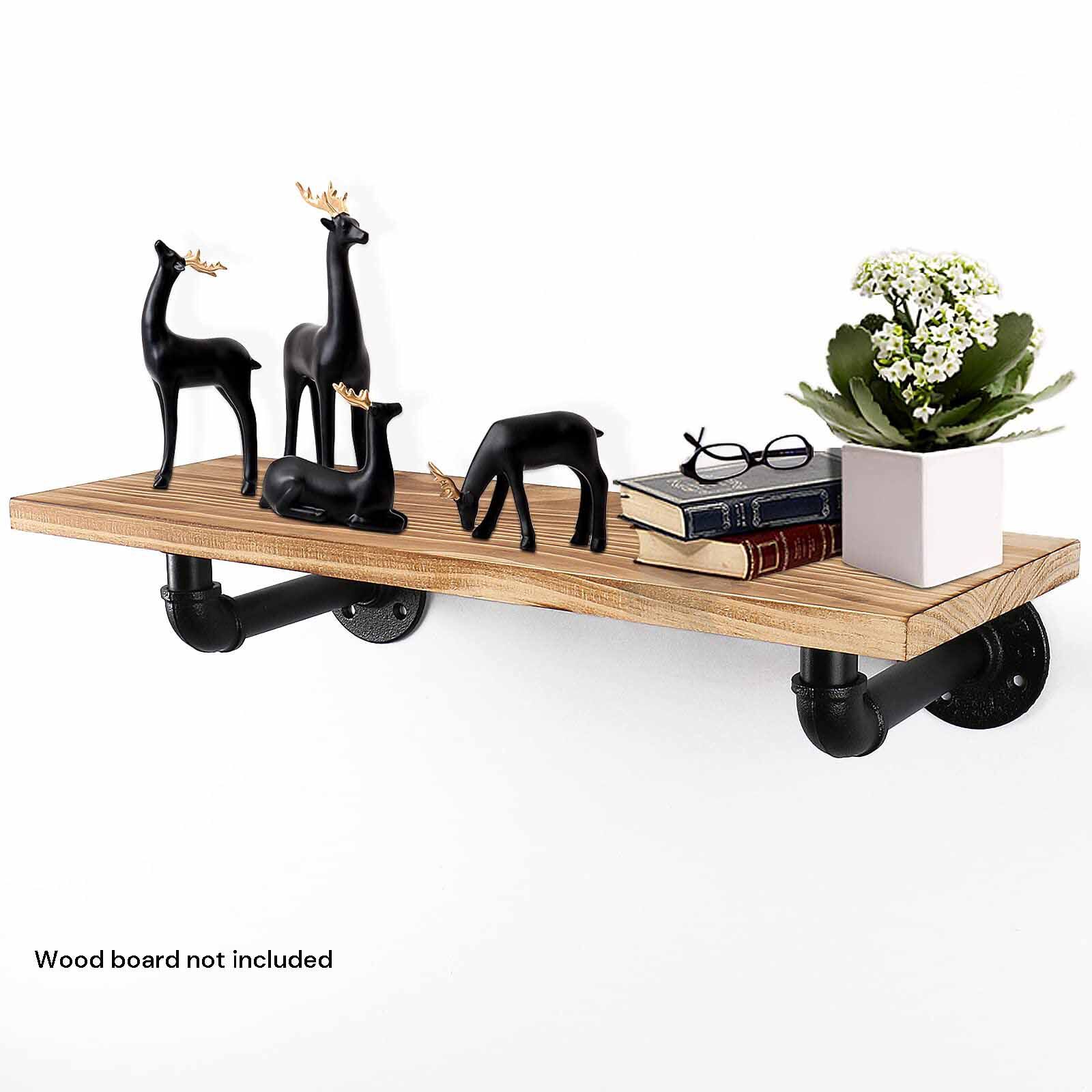 4PCS Pipe Floating Shelf Bracket Industrial Pipe Shelf Bracket Mounting Bracket Storage Racks Decor Price