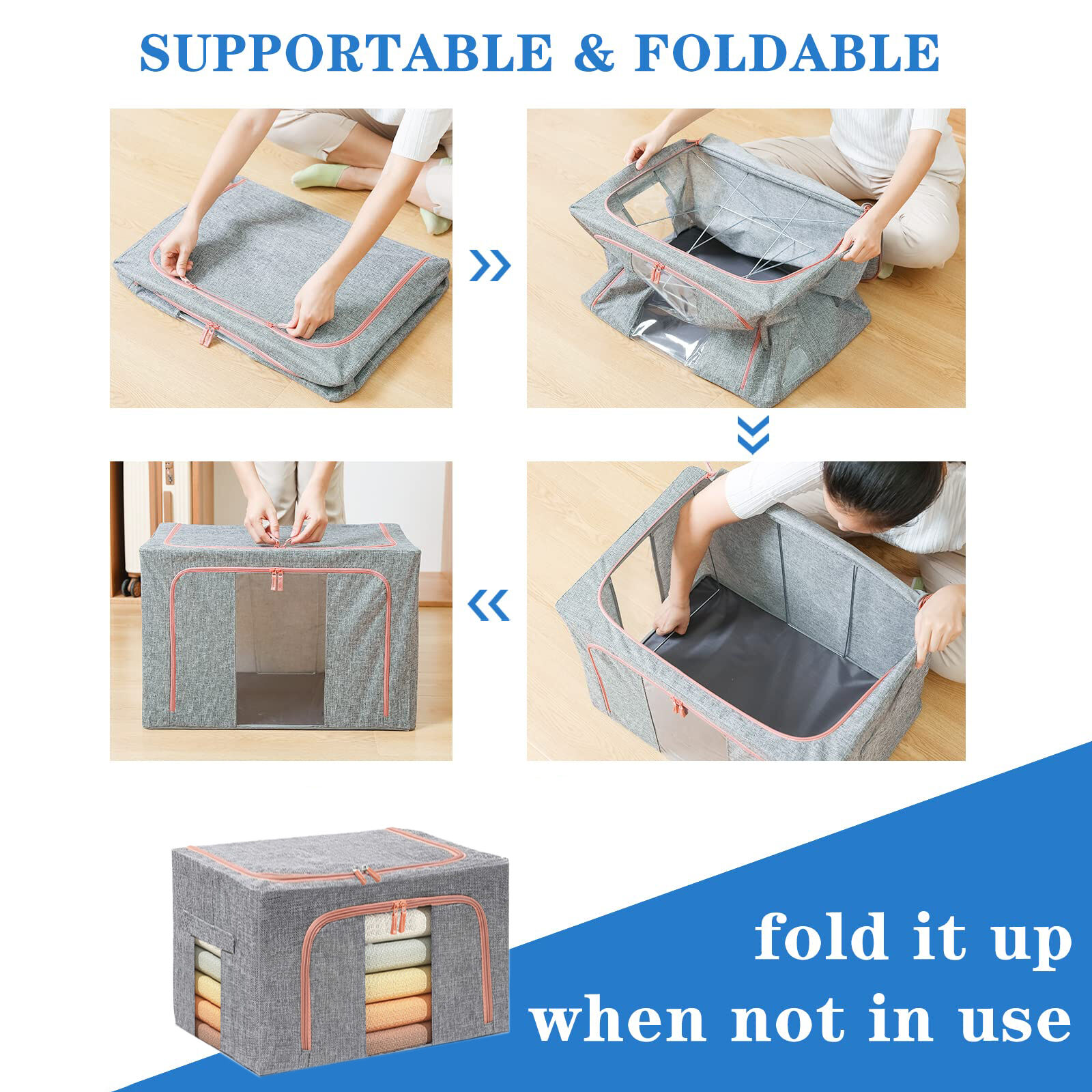 66L Cloth Storage Box Closet Organizer Storage Bags Clothes Storage Bags Wardrobe Organizer Idea Grey Price