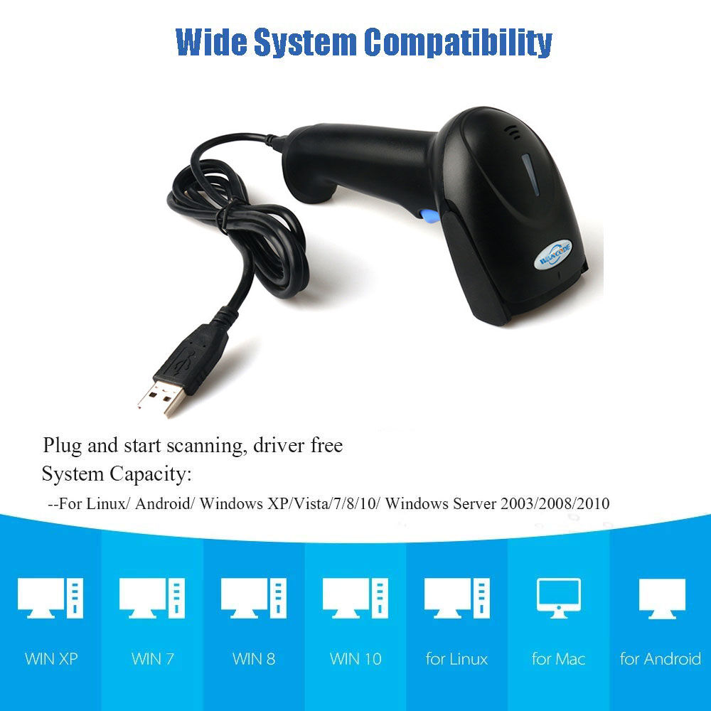 Wired Barcode QR Bar Code Screen Scanner Data 1D 2D Reader USB Cable Mobile Payment Store Price