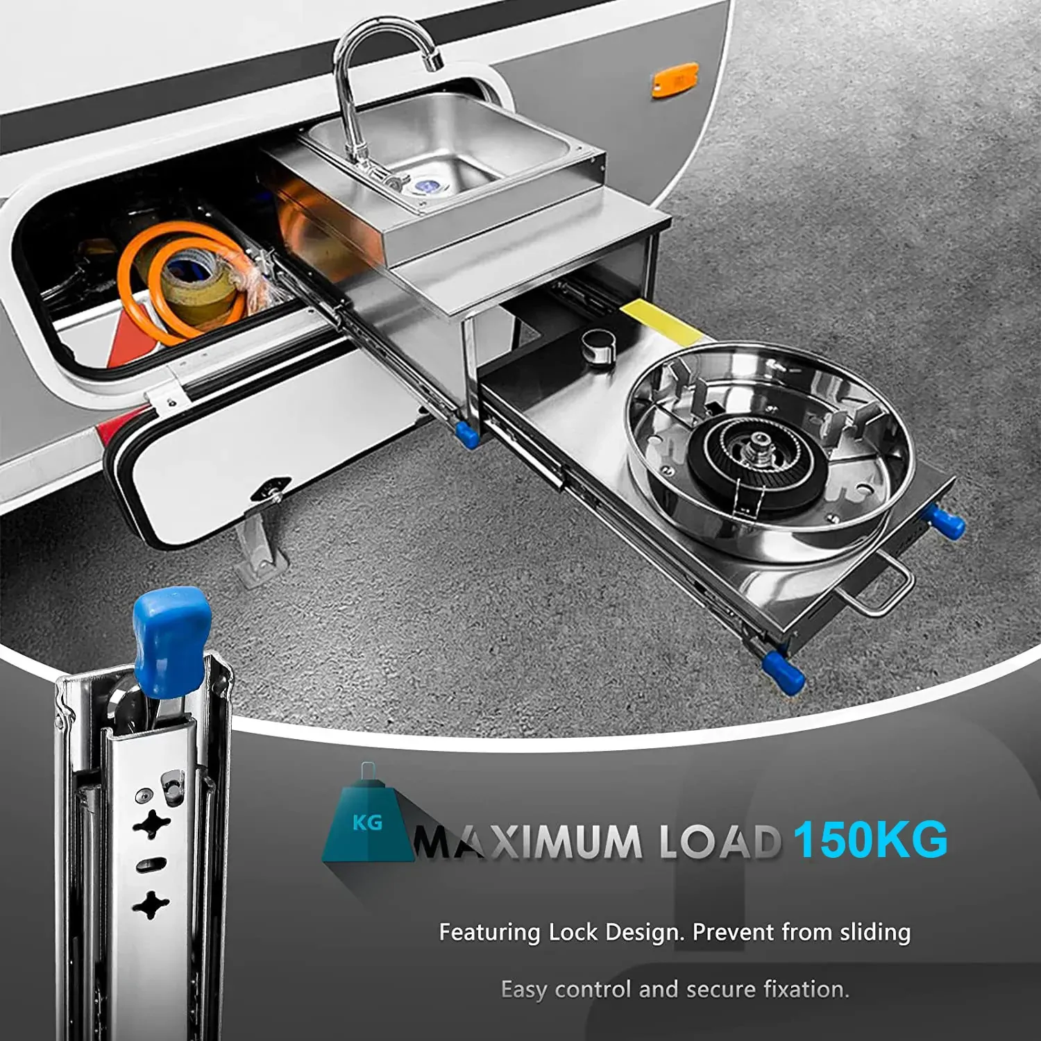 40in Pair 1000 - 2000mm 150KG Capacity Heavy Duty Trailer Drawer Slides Rails Runners Locking Price