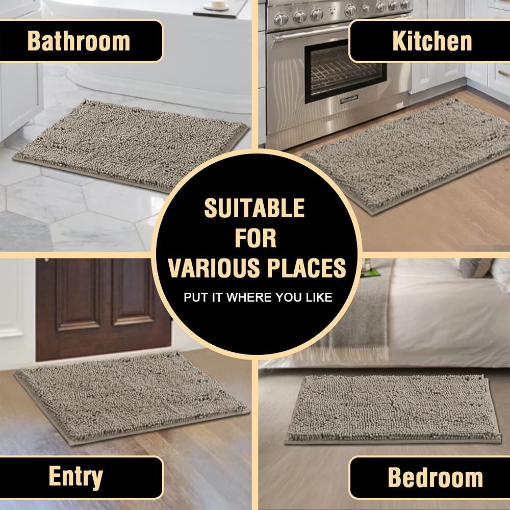 Bath Mat Rug Bathroom Extra Soft Absorbent Rugs Non Slip Quick Dry Grey Price