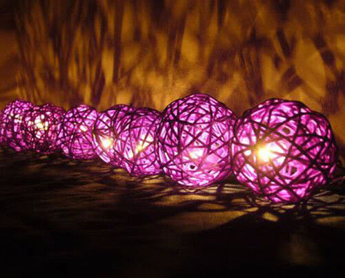 1 Set of 20 LED Cassis Purple 5cm Rattan Cane Ball Battery Powered String Lights Christmas Gift Home Wedding Party Bedroom Decoration Table Centrepiec Price