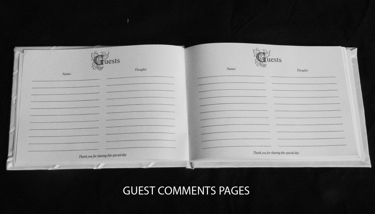 White Wedding Guest Book Register with Silver Pen Matching Stand Set 36 Lined Pages - White Sach Diamante Cover Price